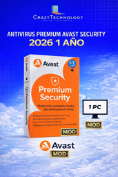 Imagen de AVAST PREMIUN SECURITY (MOD)  X 1 AÑO